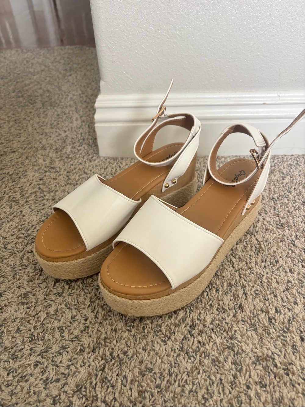 Amazon Cream Platform Espadrille Sandals with Ankle Strap